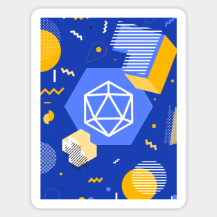 Polyhedral Dice Set Memphis Design Blue Tabletop RPG Sticker